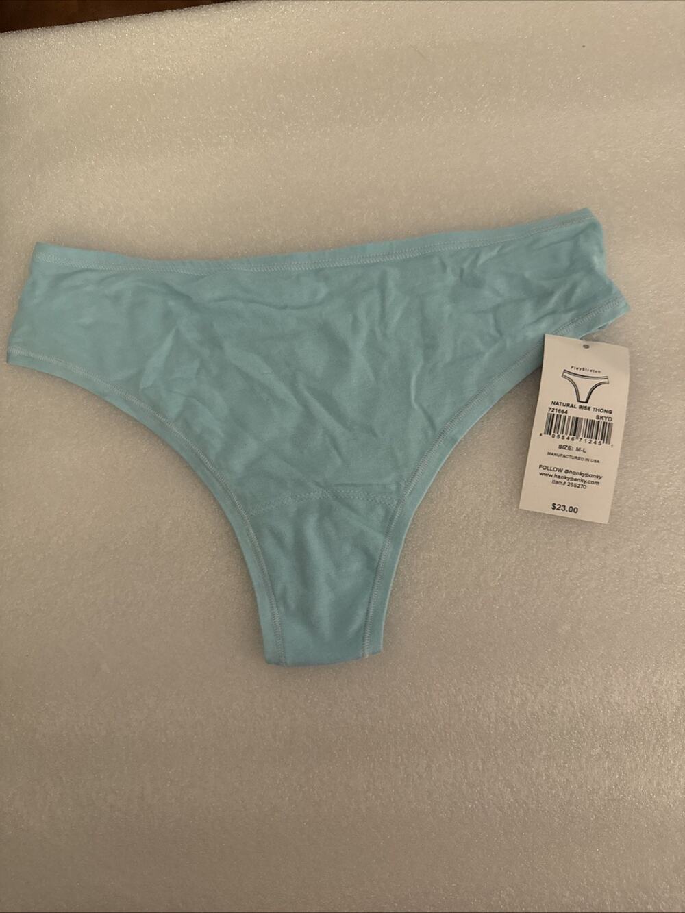 NWT Hanky Panky Women's Blue PlayStretch Natural Rise Thong Panty Size M/L